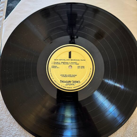 John Williams Plays Bach London Treasury LP Vinyl Record - Picture 3 of 4